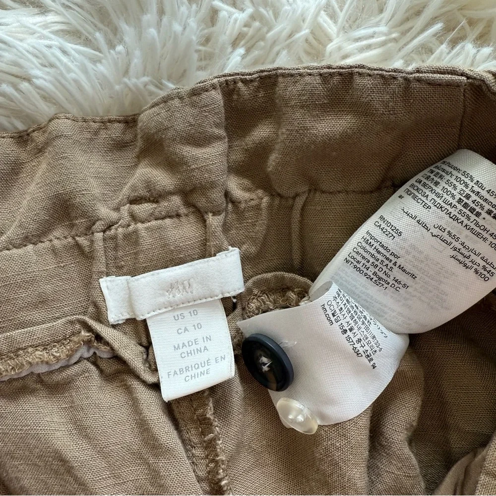 H&M Linen Blend Paperbag Waist Pants Size 10